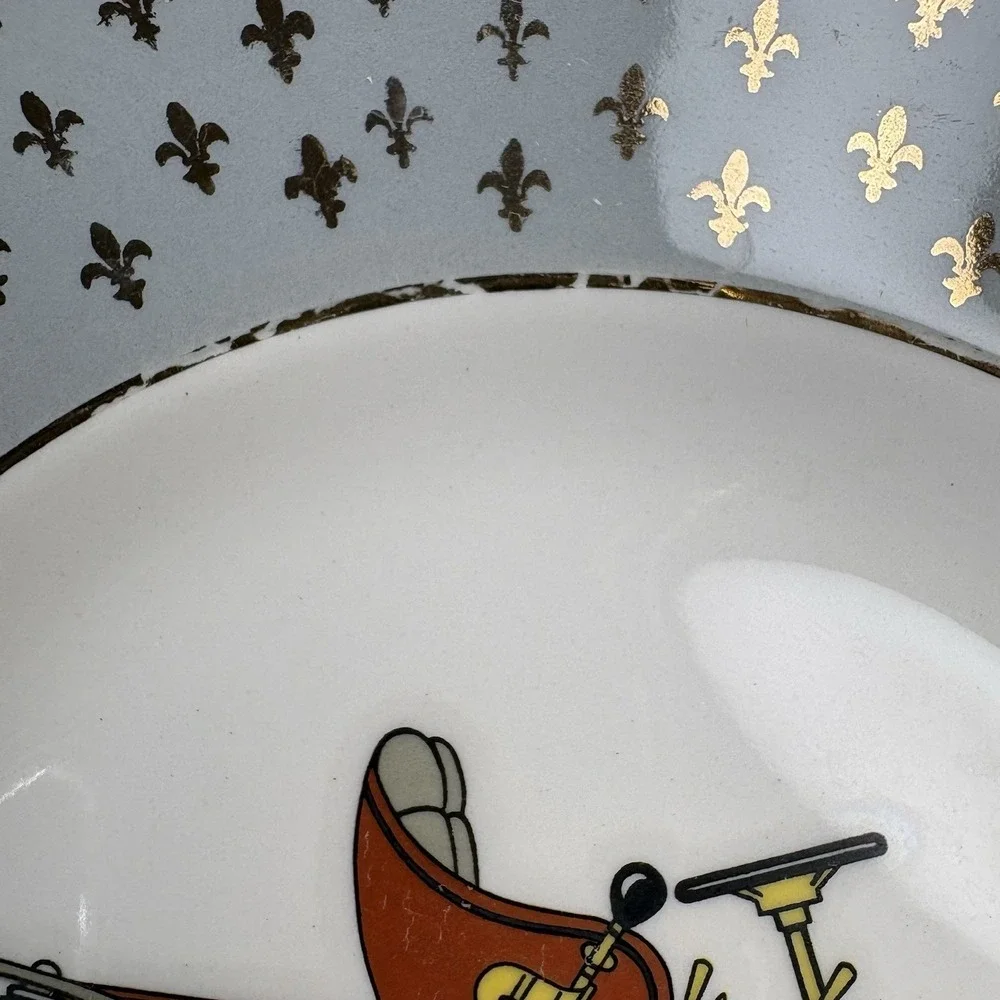 Cavalier Eggshell Karol China Antique Car Plates Fleur de Lis 22K Gold Set of 3